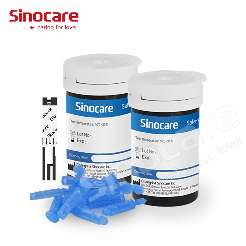 Medidor de glucosa en sangre Sinocare Fabricante Hospital Analizador de alta definición Medidor de un toque Tiras de prueba de glucosa en sangre