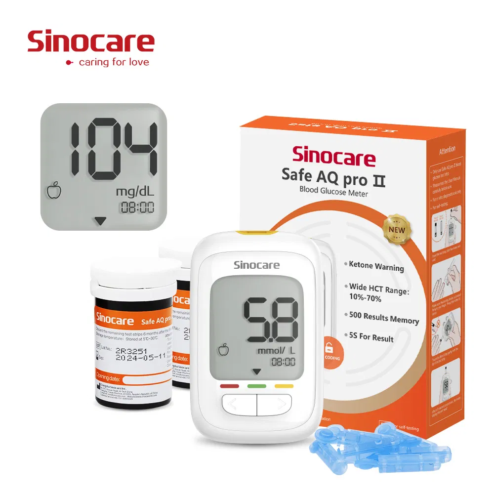 Medidor de glucosa en sangre Sinocare, tira de prueba de azúcar en sangre, medidor de glucosa, monitores, sensor, precio, medidor de glucosa inteligente