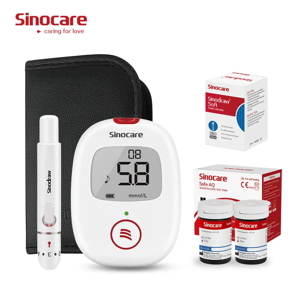 Medidor de diabetes Sinocare con monitor de glucosa por voz, tiras de prueba de glucosa, medidor de glucosa, tiras de prueba de glucosa en sangre