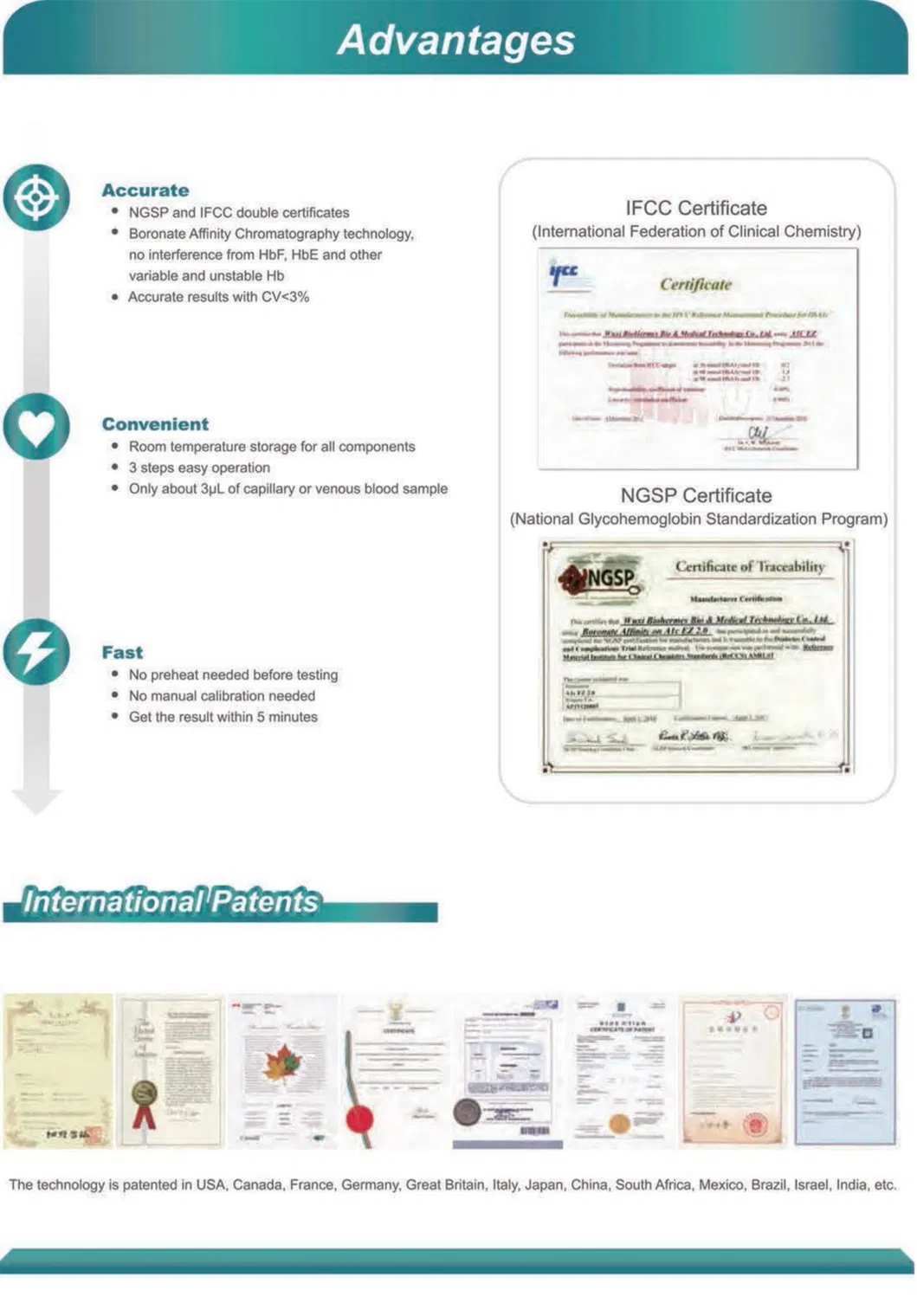 Máquina de Pruebas de Hemoglobina Analizador de Hemoglobina Glucosilada Portátil Mango Proteína Específica Hba1c Analizador