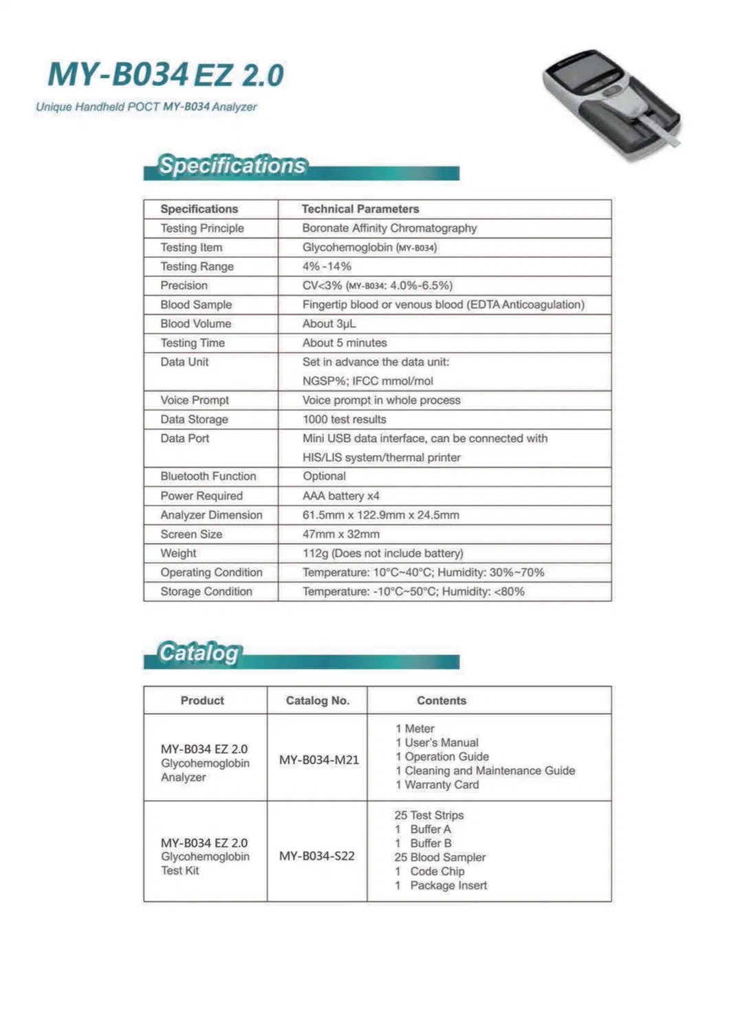 Máquina de Pruebas de Hemoglobina Analizador de Hemoglobina Glucosilada Portátil Mango Proteína Específica Hba1c Analizador