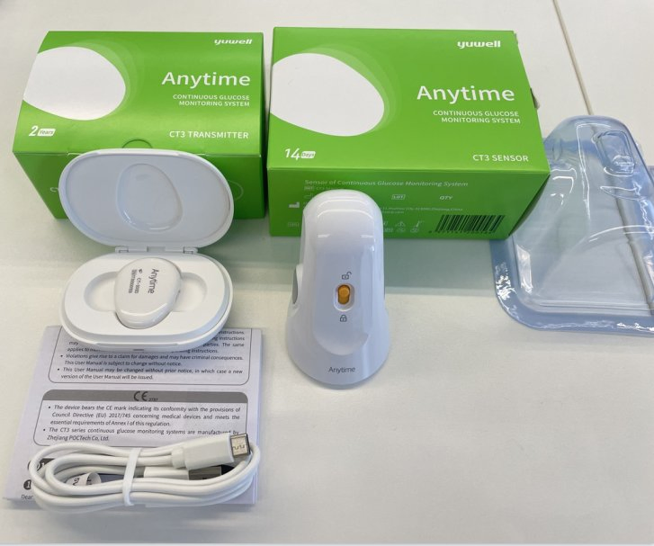 Yuwell Anytime 5PRO Cgm Yuwell Anytime CT3 Cgm Sistema de Monitoreo Continuo de Glucosa en Sangre Sensor Transmisor Dispositivo Dinámico de Pruebas de Diabetes
