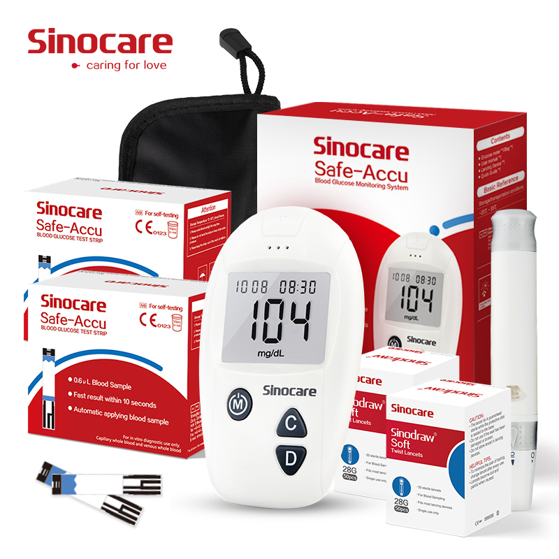 Medidor de glucosa en sangre Sinocare Principales fabricantes Medidor de glucosa digital electrónico fácil con aprobación CE Medidor de glucosa en sangre