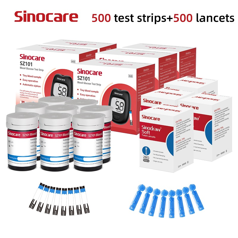 Medidor de glucosa en sangre Sinocare Productos médicos Kit de medidores de nivel de glucosa con pantalla LCD Medición precisa Medidor de sangre de glucosa inalámbrico