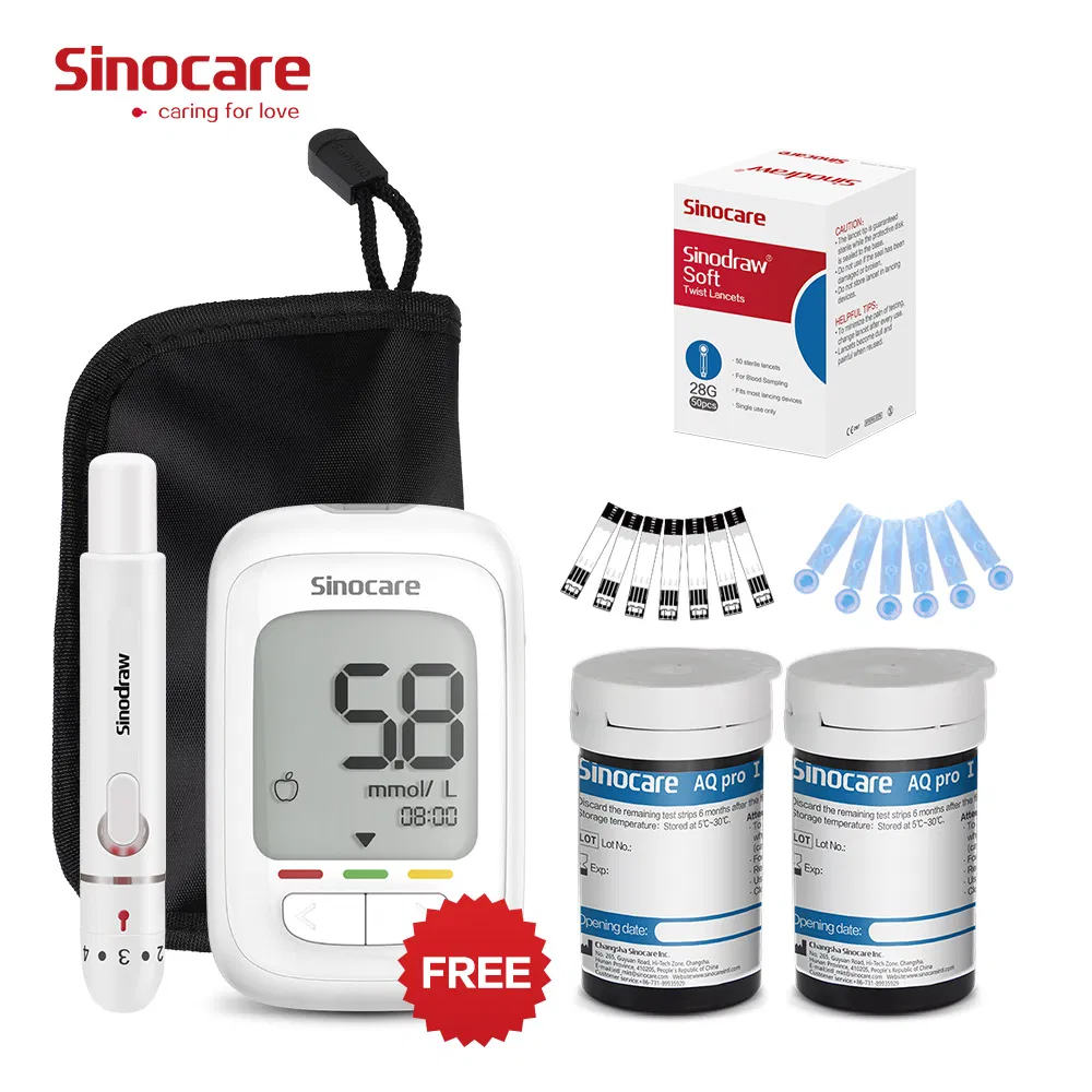 Medidor de glucosa en sangre Sinocare Safe Aq PRO I para uso doméstico, alta precisión, glucómetro de un toque, sistema de monitoreo de glucosa en sangre