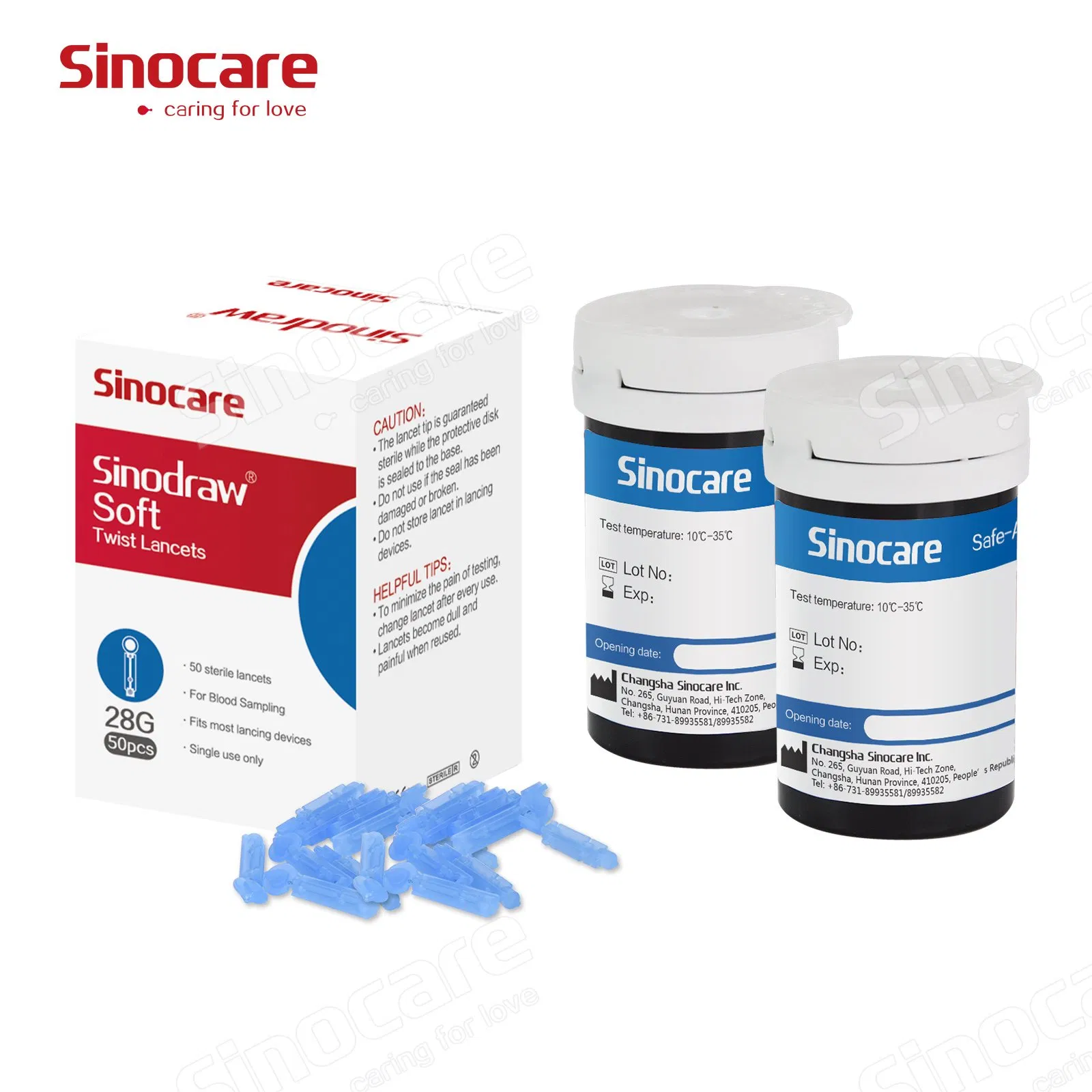 Kit de Prueba de Glucosa en Sangre Sinocare Portátil para el Hogar 5s Medidor de Glucosa en Sangre con Tiras de Prueba de Glucosa Gdh