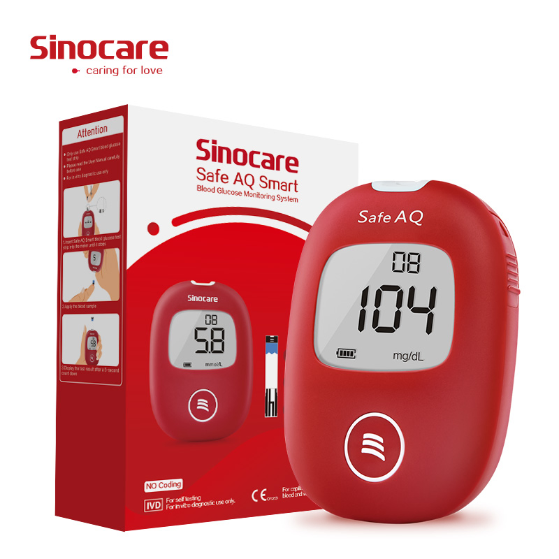 Medidor de glucosa en sangre Sinocare, medidor digital médico de diabetes, tiras para medidor de glucosa en sangre