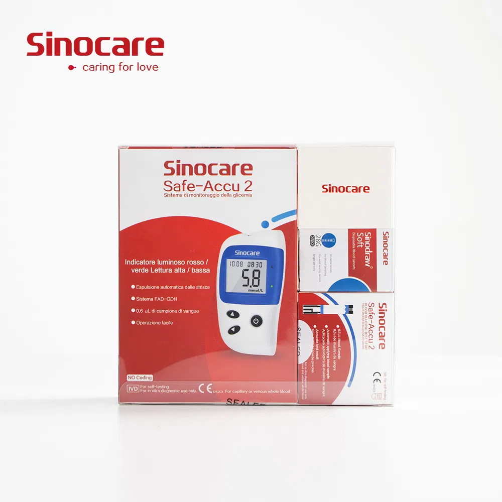 Monitoreo automático de glucosa en sangre Sinocare Home Safe Quick Check Diabetes a buen precio utilizando tiras de prueba de glucosa en sangre