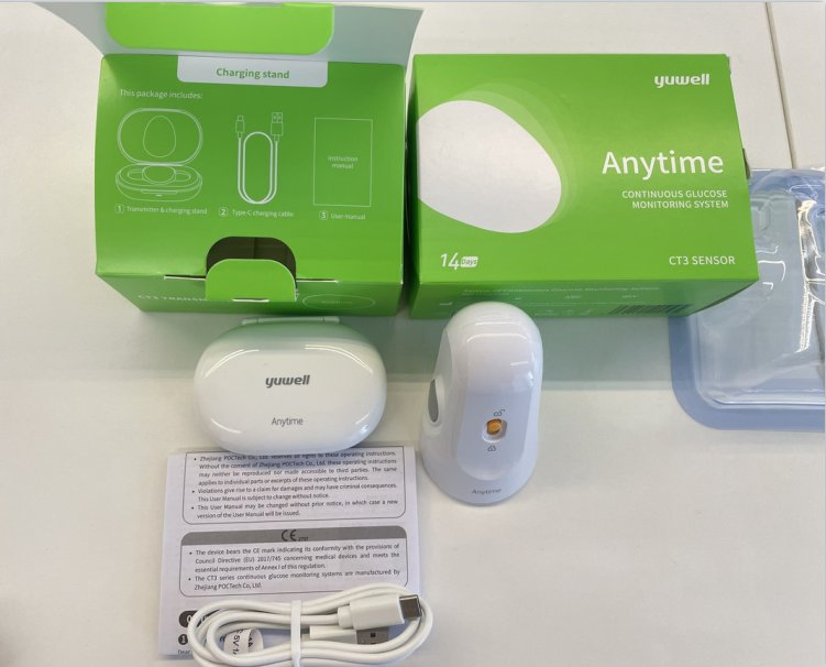 Yuwell Anytime 5PRO Cgm Yuwell Anytime CT3 Cgm Sistema de Monitoreo Continuo de Glucosa en Sangre Sensor Transmisor Dispositivo Dinámico de Pruebas de Diabetes