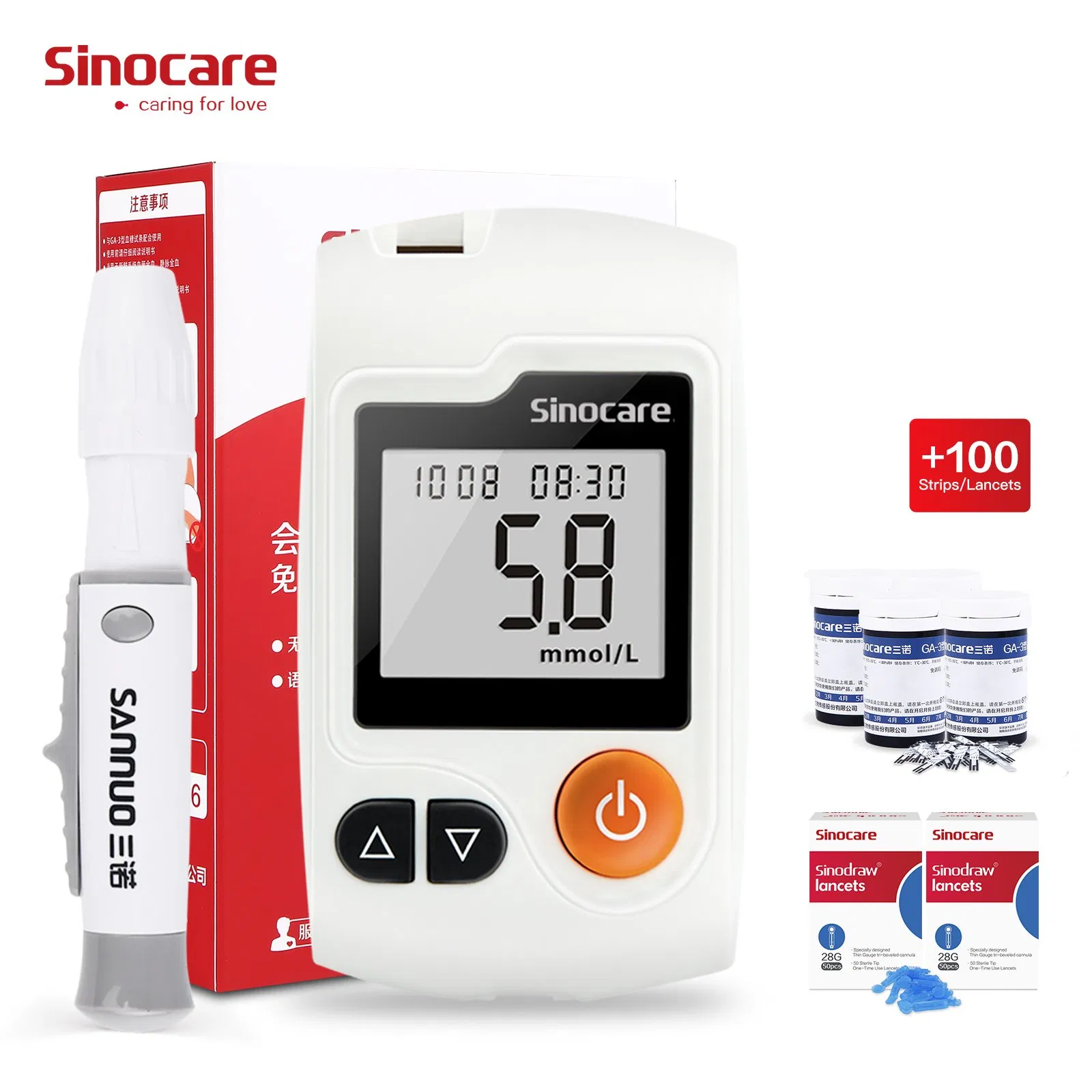 Medidor de glucosa Sinocare, medidor de glucosa en sangre, consejos para medidor continuo de glucosa en sangre, tiras de prueba de azúcar en sangre, uso en casa