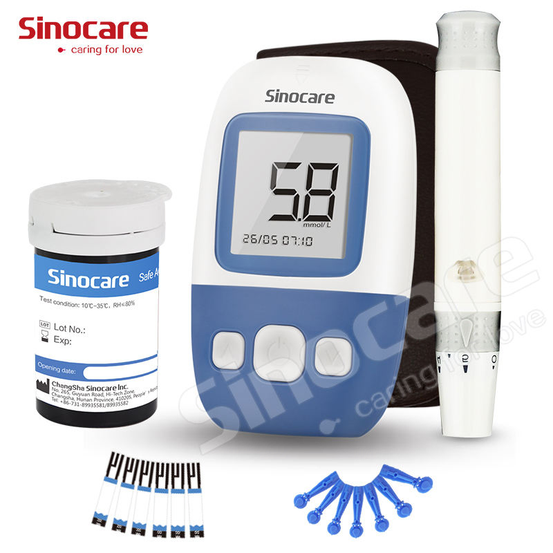 Kit de prueba de azúcar en sangre Sinocare, medidor de glucosa en sangre