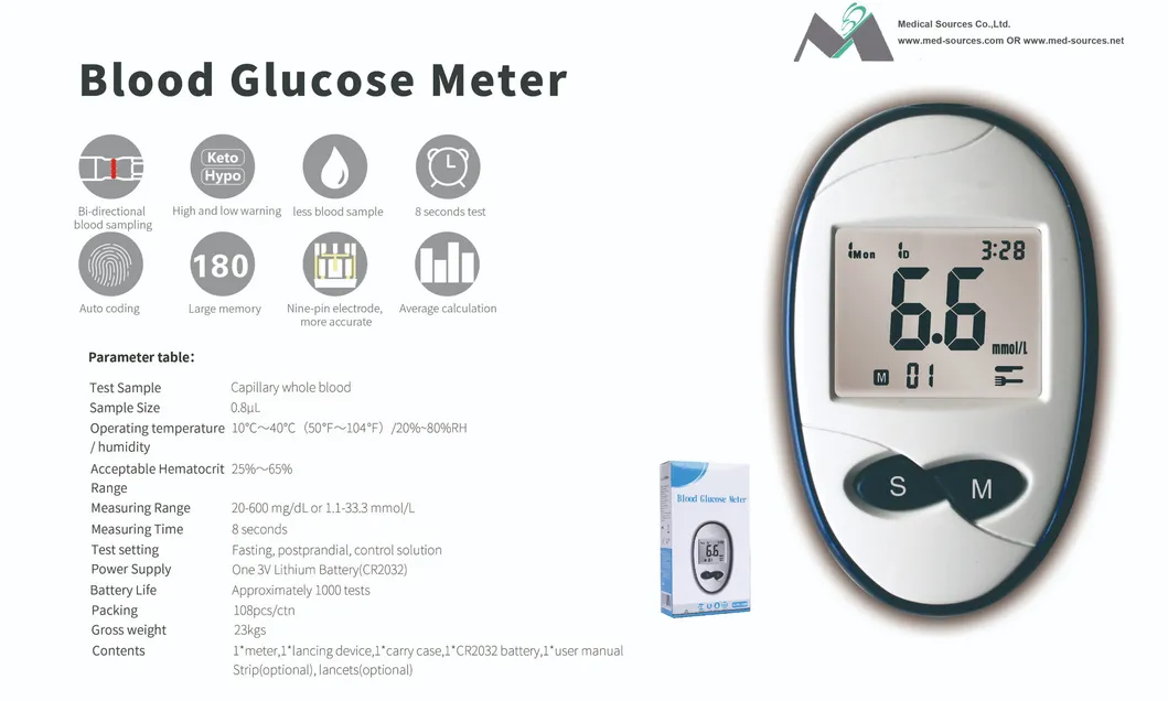 Ms-Gl100 Medidor de Glucosa en Sangre Digital