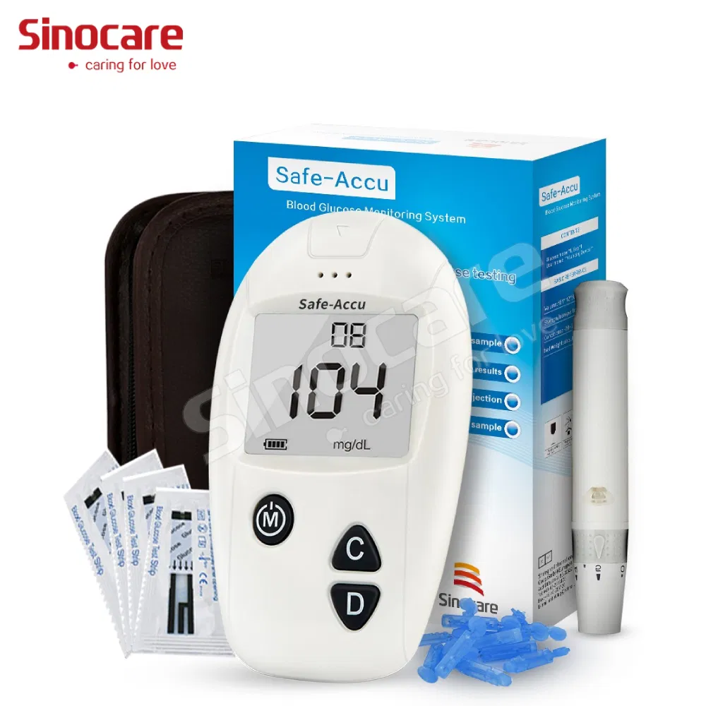 Medidor de glucosa en sangre Sinocare, prueba rápida, medidor de glucosa en sangre portátil para el hogar, medidor de glucosa en sangre Bluetooth para el hogar