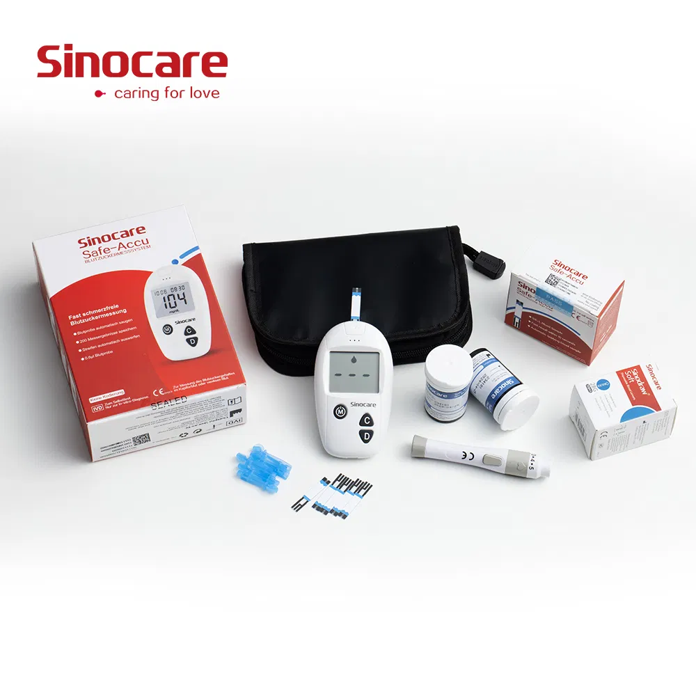 Medidor de glucosa en sangre portátil Sinocare Safe Accu probador de diabetes verificador de azúcar en sangre con 10 PCS tiras de prueba