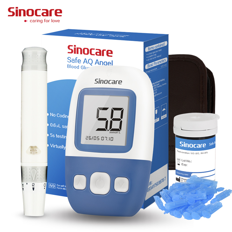 Tiras de prueba para diabéticos Sinocare, medidor de glucosa, máquina de monitoreo de presión arterial para diabetes