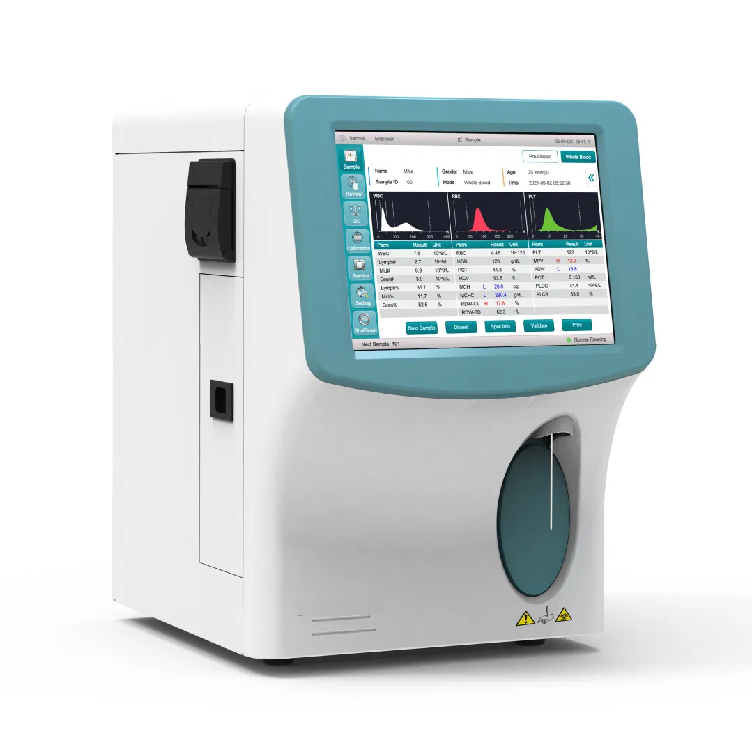 Analizador de hematología de alta calidad y durabilidad con sistema de apertura automática variado