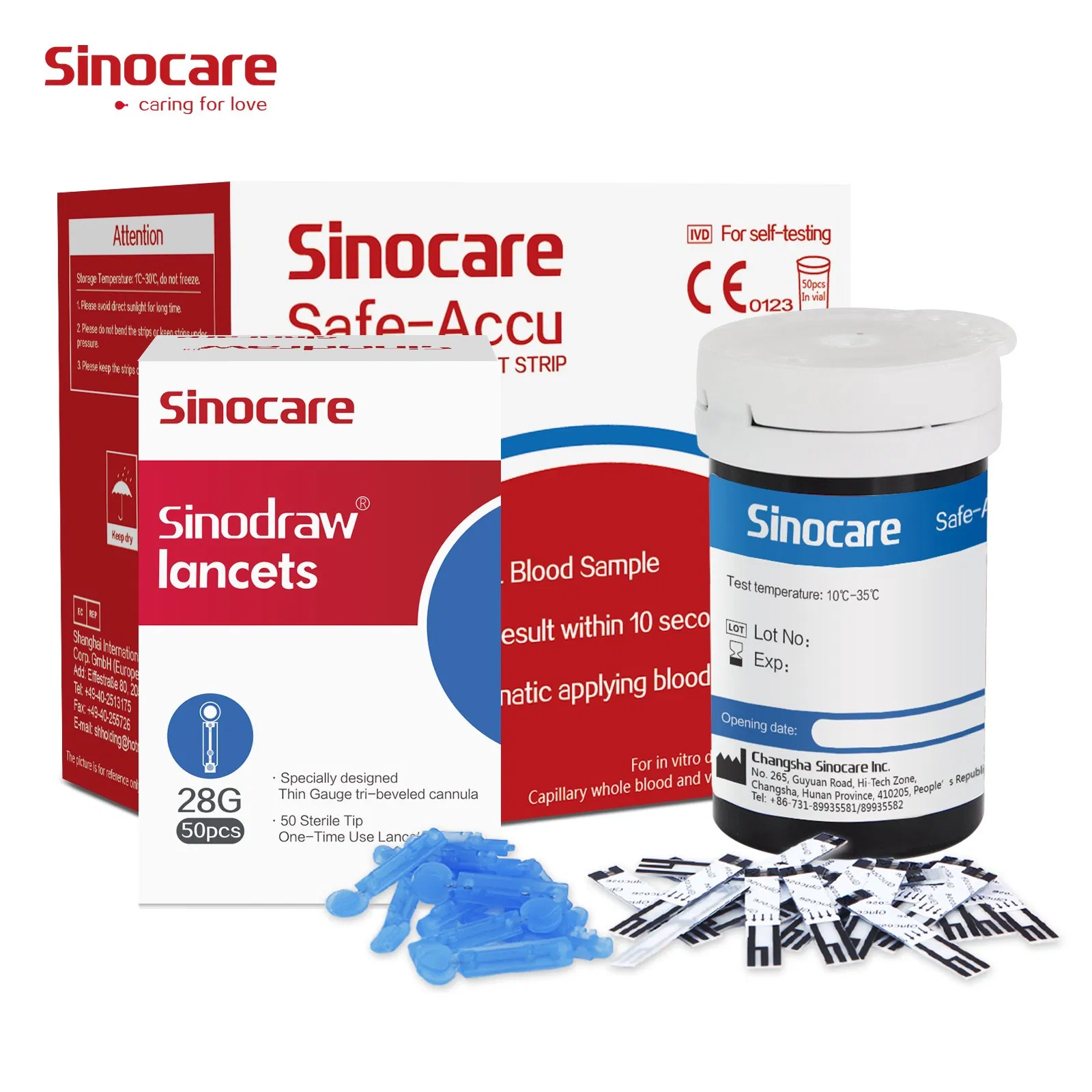 Tiras de prueba diabéticas Sinocare, venta caliente, medidor de glucosa en sangre digital médico electrónico inalámbrico con pantalla LCD para hospitales