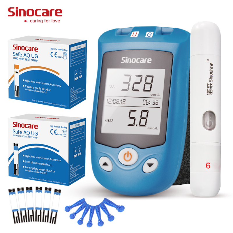 Kit de monitoreo multifuncional de glucosa en sangre y ácido úrico Sinocare Safe Aq Ug