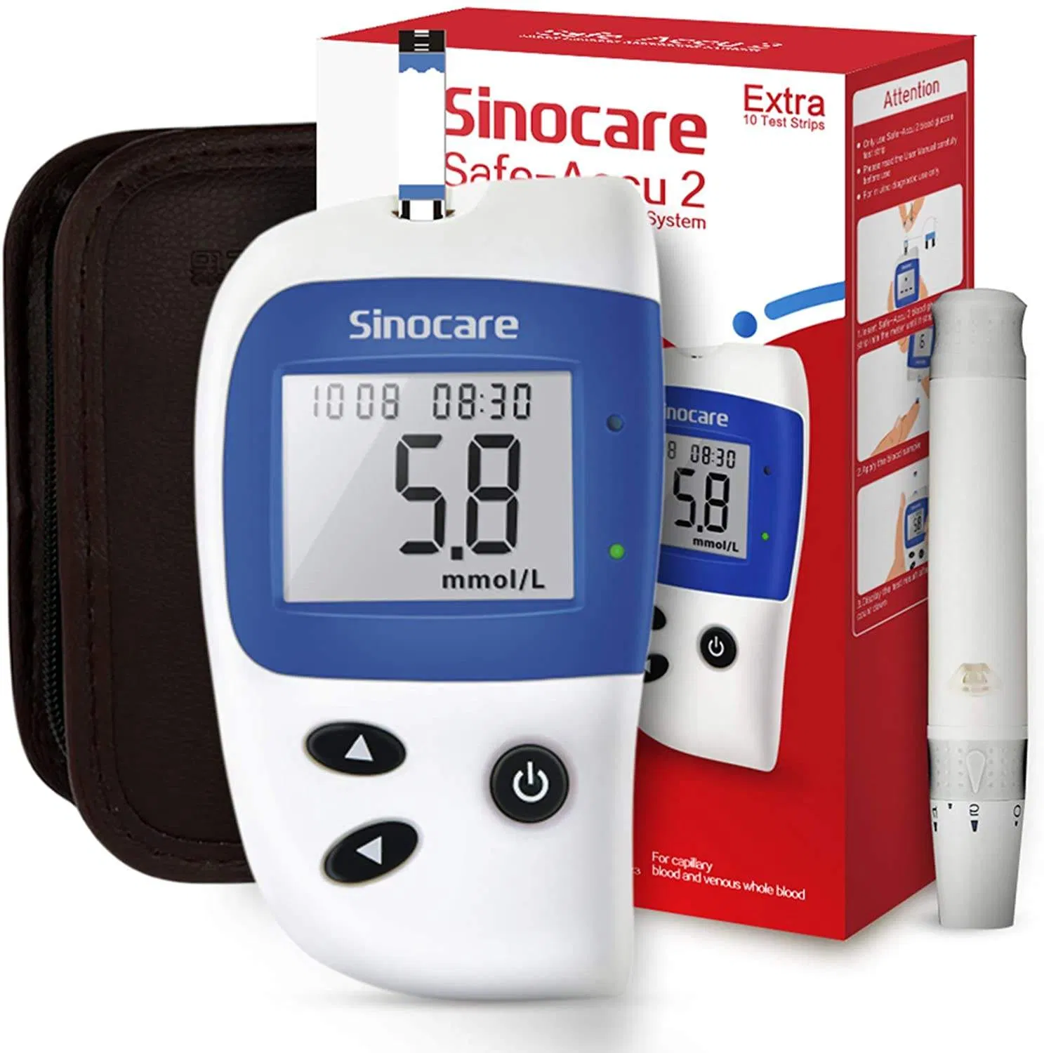 Dispositivo de medidor de glucosa no invasivo Sinocare con sensor, glucómetro no invasivo, monitoreo de glucosa en sangre
