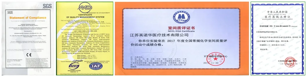 Certificados de Analizador de Química Veterinaria