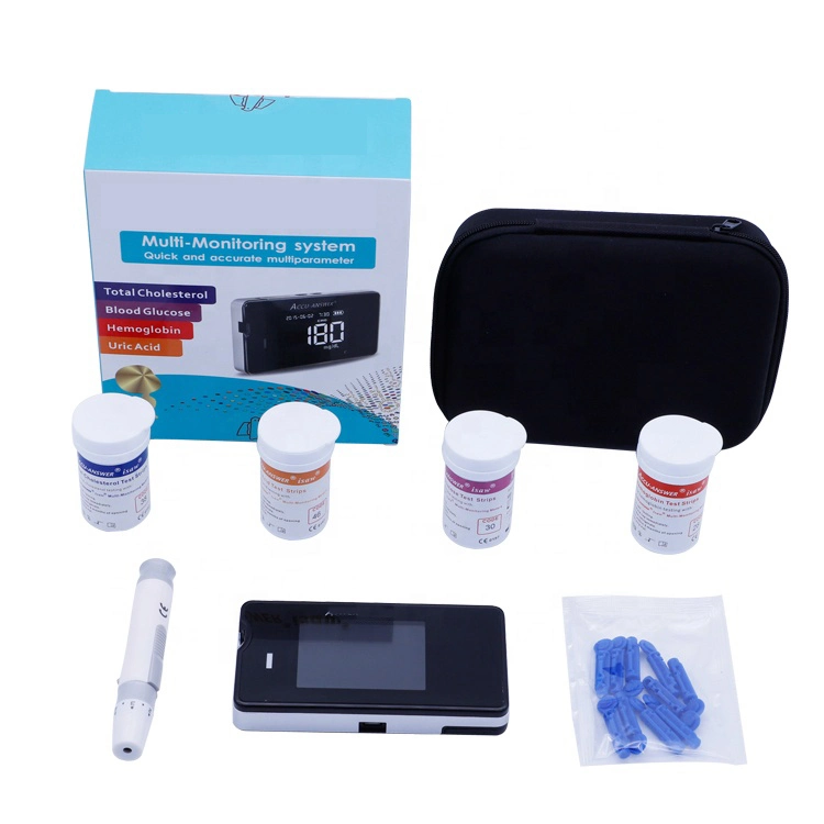 Medidor de análisis de sangre para colesterol, ácido úrico, glucosa en sangre, hemoglobina