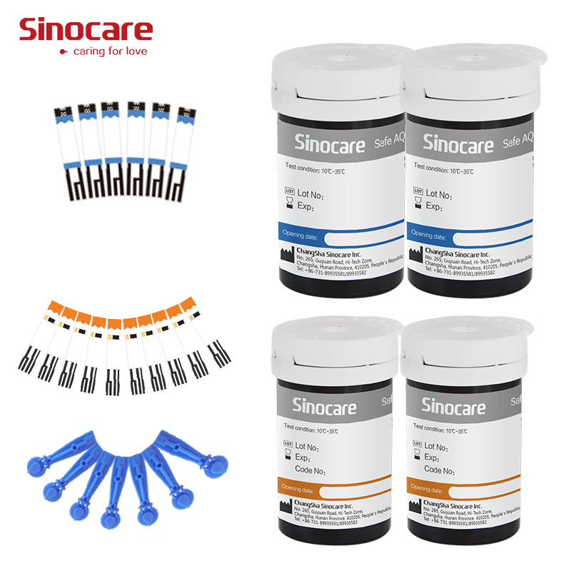 Kit de monitoreo de glucosa en sangre y ácido úrico Sinocare Multifuncional para 50 tiras de prueba