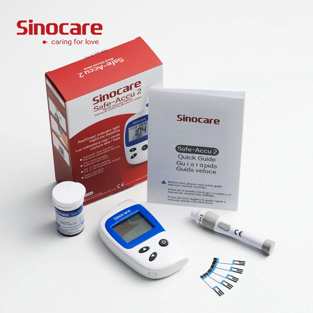 Conjunto de tiras diabéticas Sinocare para autoevaluación de glucosa en casa y hospital, glucómetro digital inteligente, medidor de azúcar en sangre