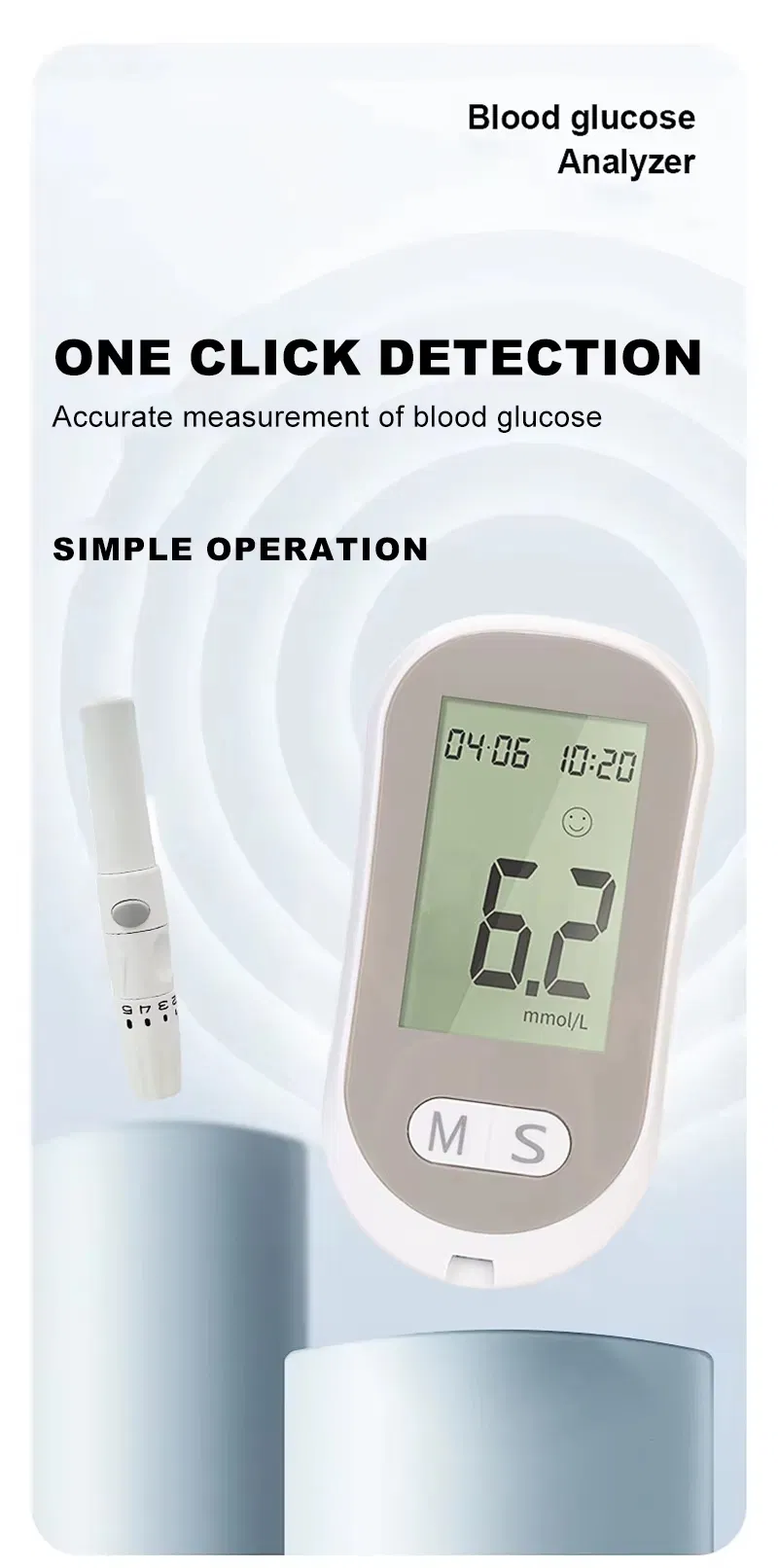 Monitor de glucosa en sangre digital Medidor de glucosa portátil Glucometro