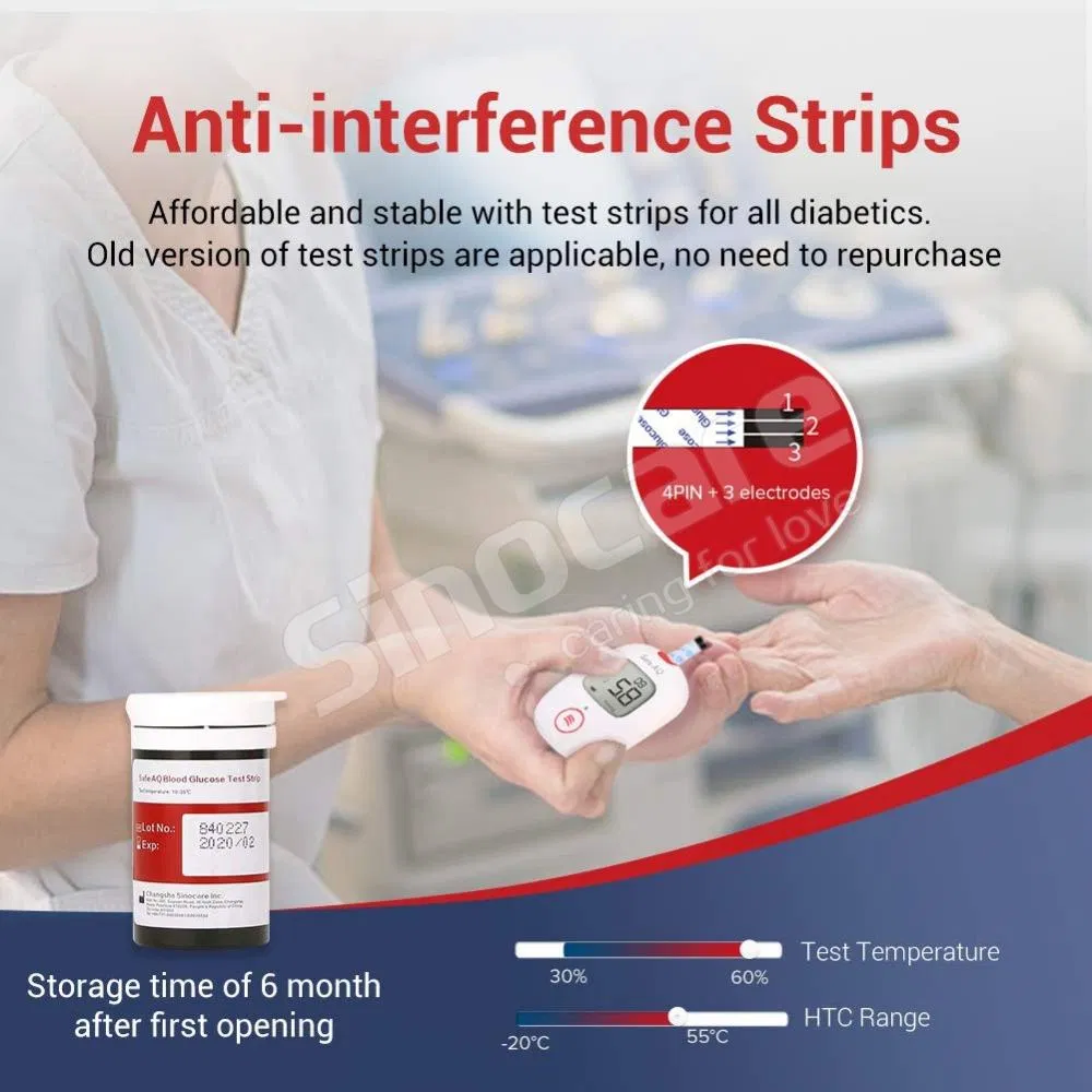 Medidor de glucosa en sangre Sinocare Quick Check, seguro, con voz, sensor de diabetes sin código, medidor de azúcar en sangre portátil con 25 PCS tiras de prueba