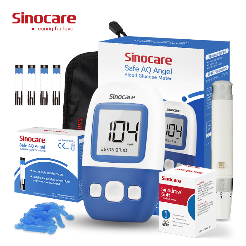 Medidor de glucosa en sangre Sinocare y tiras reactivas, máquina de análisis de sangre, dispositivo de medición de azúcar en sangre