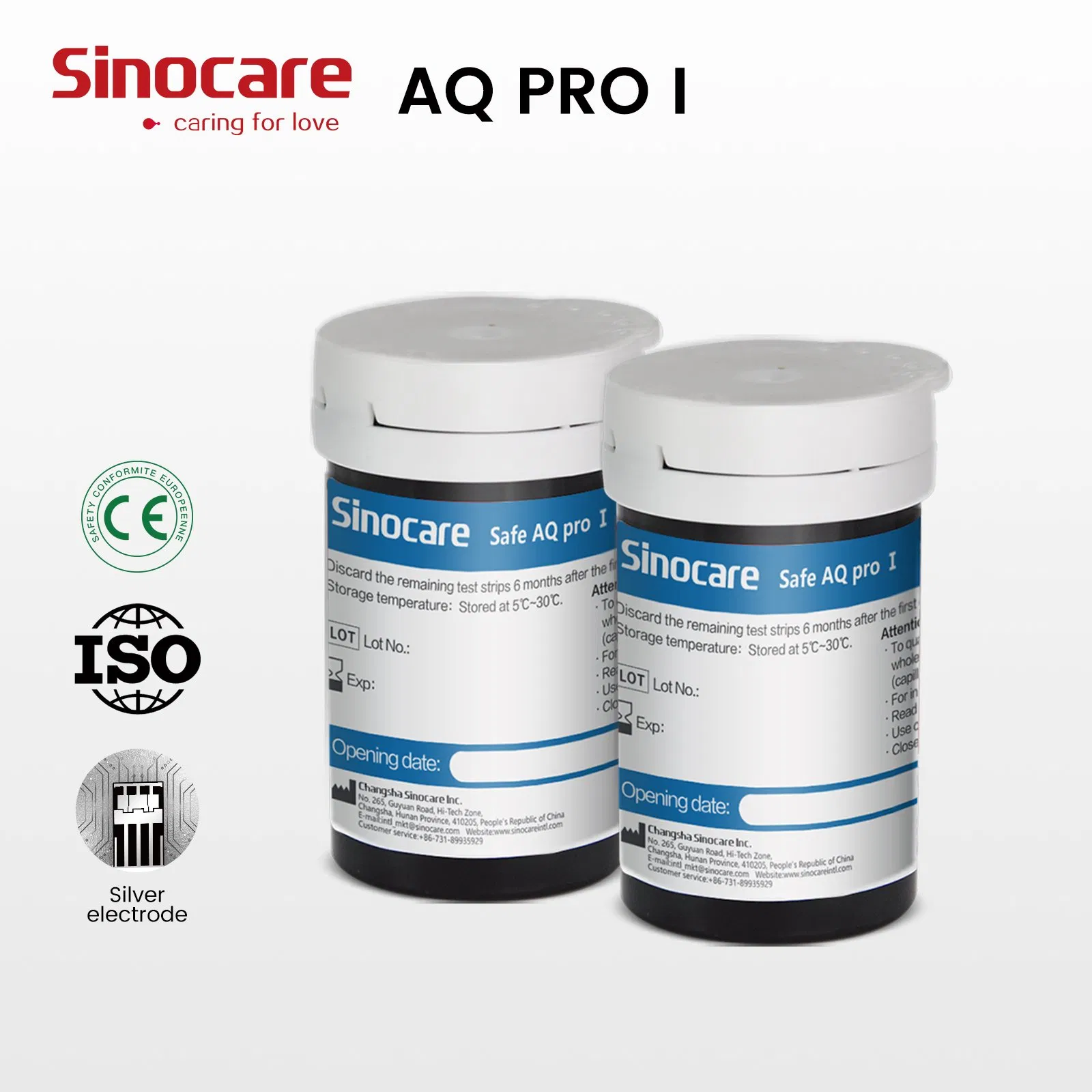Medidor de glucosa Sinocare con código, medidor de glucosa en sangre con tiras de prueba, mini digital, medidor de prueba dinámica Accu, monitor de glucosa en sangre, no invasivo