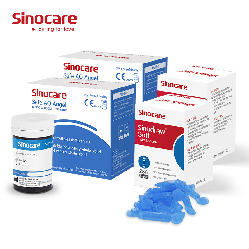 Medidor de glucosa en sangre Sinocare y tiras reactivas, máquina de análisis de sangre, dispositivo de medición de azúcar en sangre