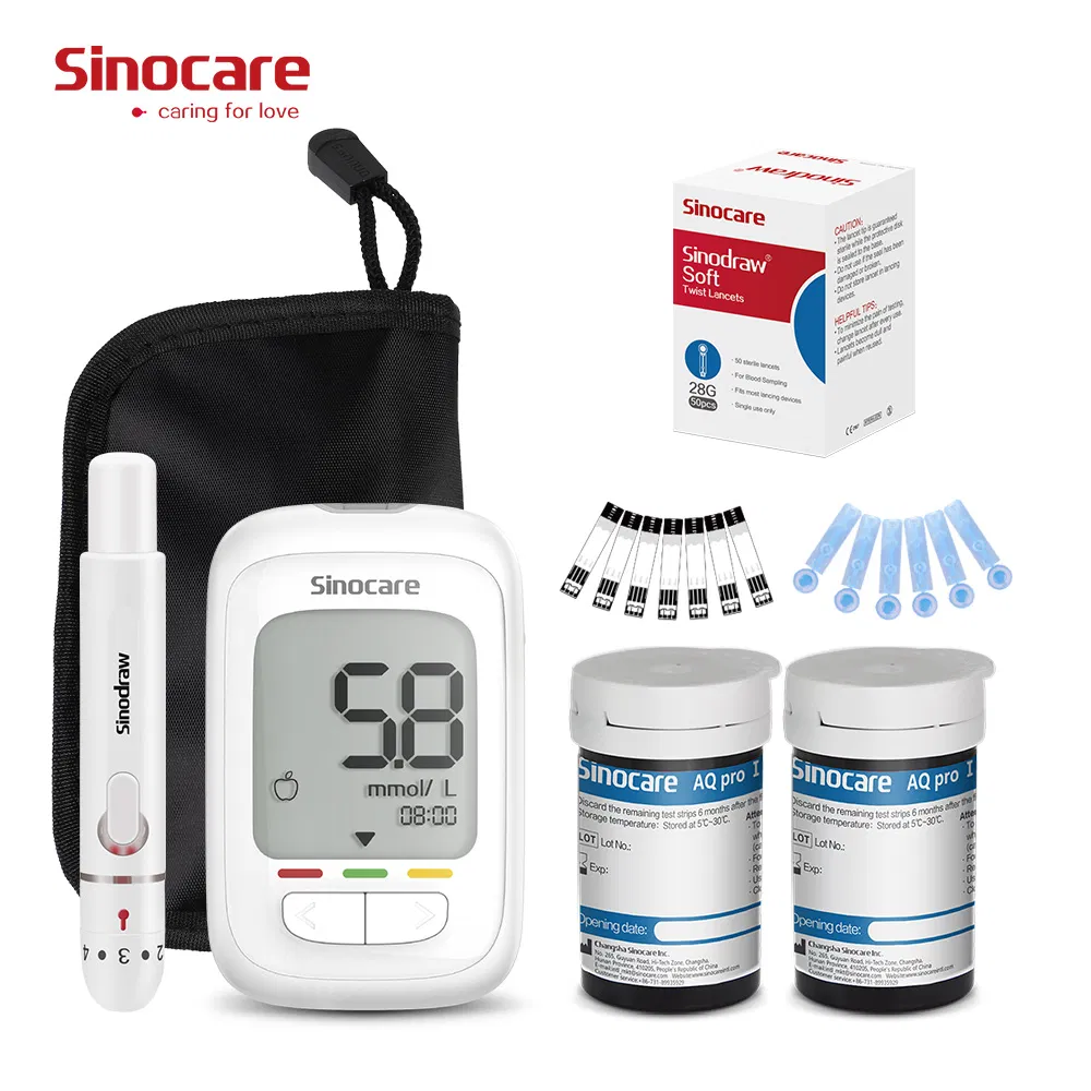 Medidor de glucosa en sangre Sinocare Safe Aq PRO I para uso doméstico, alta precisión, glucómetro de un toque, sistema de monitoreo de glucosa en sangre