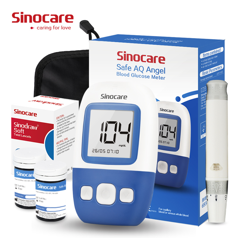 Tiras de prueba para diabéticos Sinocare, medidor de glucosa, máquina de monitoreo de presión arterial para diabetes
