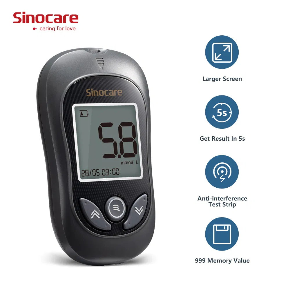 Tiras de prueba Sinocare medidor de glucosa en sangre diabetes medidor de glucosa en sangre multifuncional