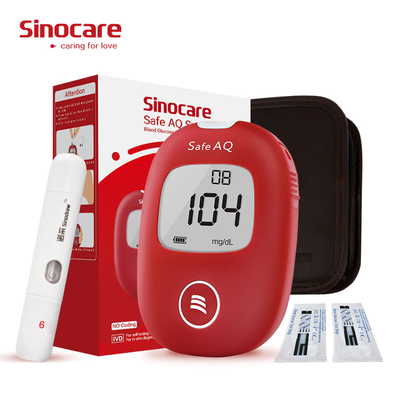 Kit mayorista de medidor de glucosa en sangre Sinocare Safe Aq Smart y tiras para el hogar