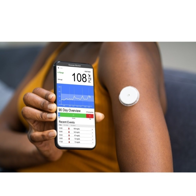 Dispositivo portátil de monitoreo de glucosa digital inteligente en tiempo real, inalámbrico y no invasivo