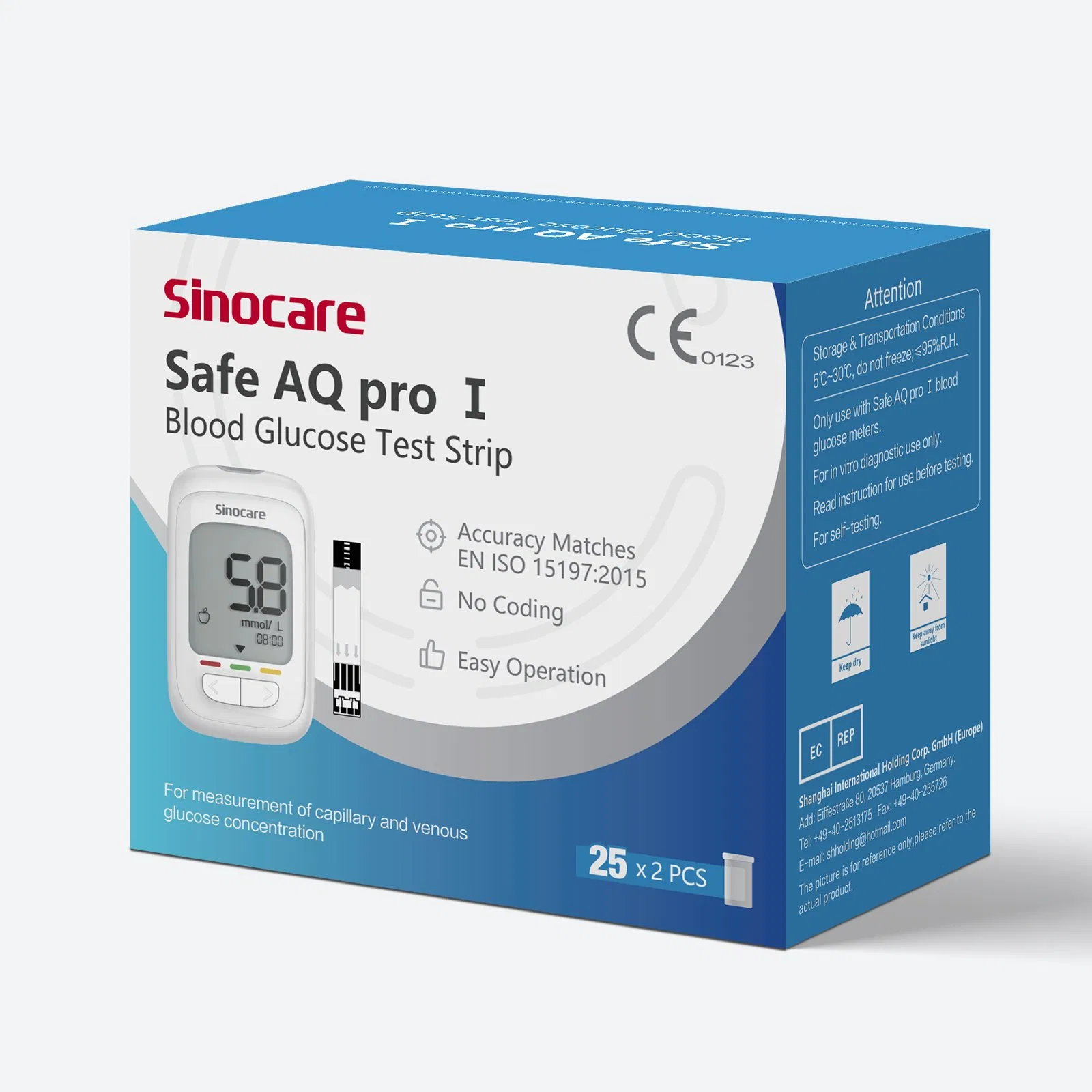 Medidor de glucosa Sinocare con código, medidor de glucosa en sangre con tiras de prueba, mini digital, medidor de prueba dinámica Accu, monitor de glucosa en sangre, no invasivo