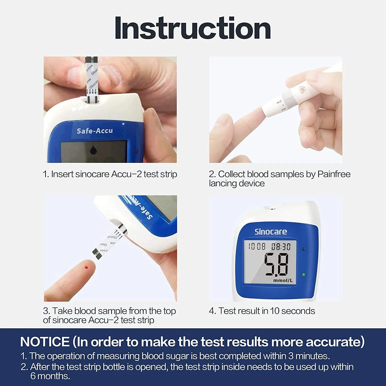 Dispositivo de medidor de glucosa no invasivo Sinocare con sensor, glucómetro no invasivo, monitoreo de glucosa en sangre