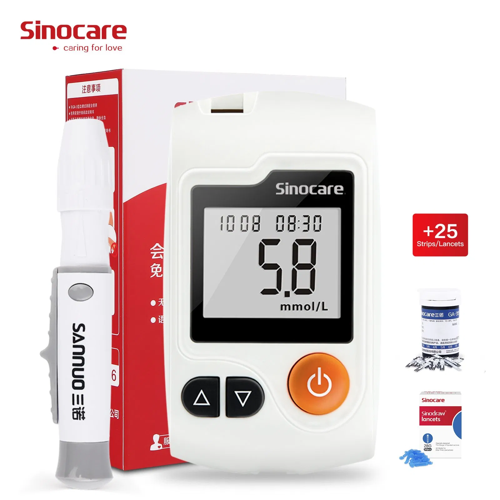Medidor de Glucosa Sinocare Ga-3 Medidor de Glucosa Digital Portátil Multifuncional