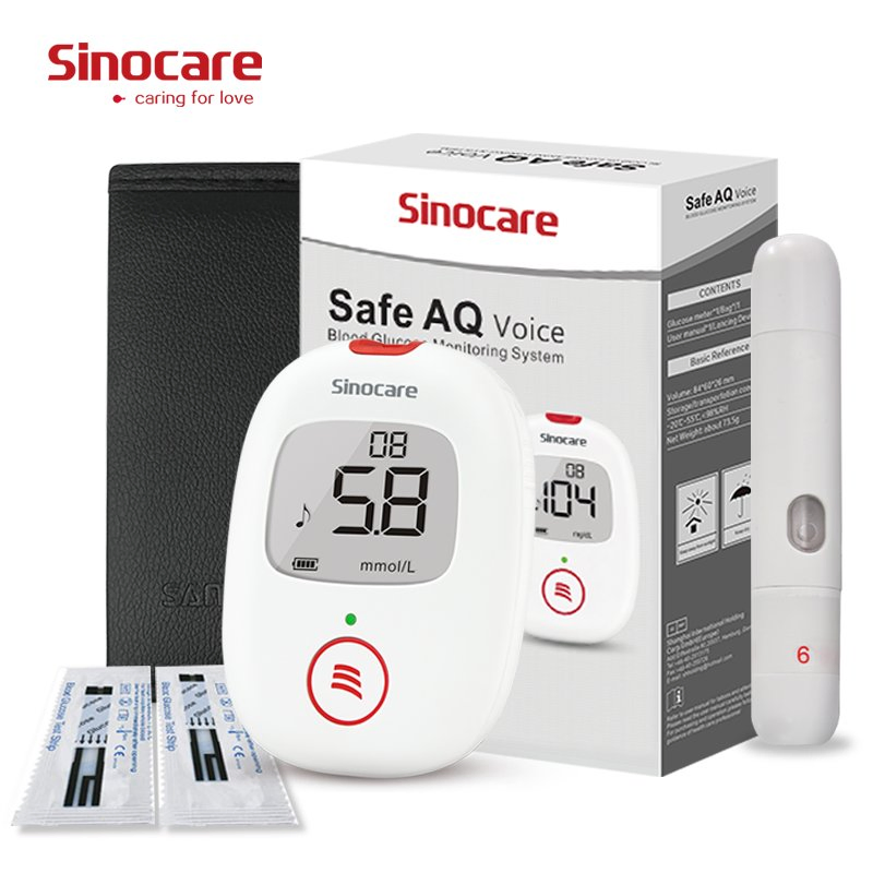 Máquina de diabetes Sinocare Safe Aq Voice a precio de fábrica medidor de glucosa con 25 PCS tiras de prueba
