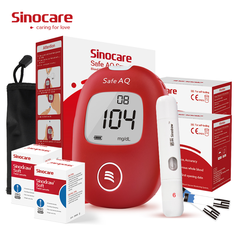 Medidor de glucosa Sinocare para diabetes, monitorización continua de glucosa digital, medidor de glucosa en sangre para el hogar con tiras reactivas para diabéticos