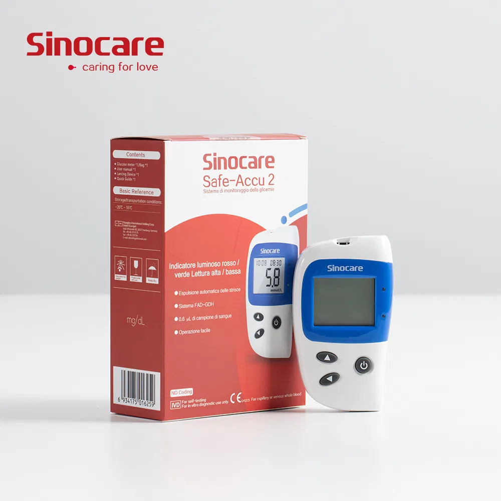 Kit de medidor de glucosa en sangre y tiras reactivas de Sinocare para el hogar
