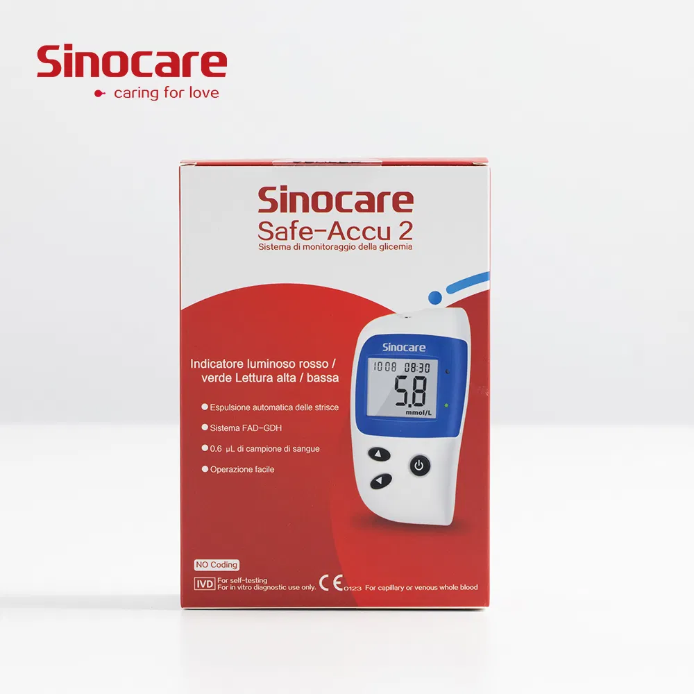 Monitoreo automático de glucosa en sangre Sinocare Home Safe Quick Check Diabetes a buen precio utilizando tiras de prueba de glucosa en sangre