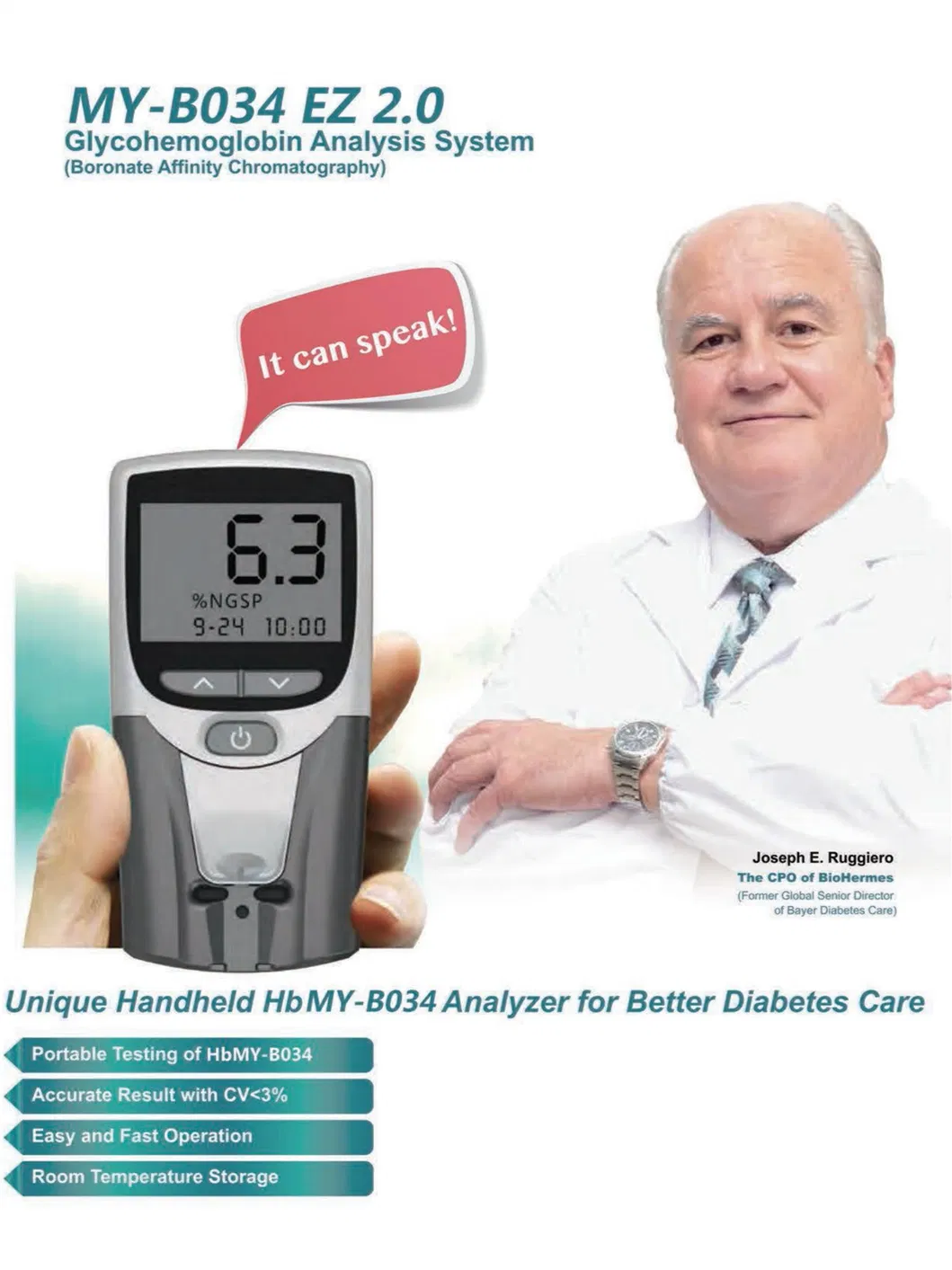 Máquina de Pruebas de Hemoglobina Analizador de Hemoglobina Glucosilada Portátil Mango Proteína Específica Hba1c Analizador