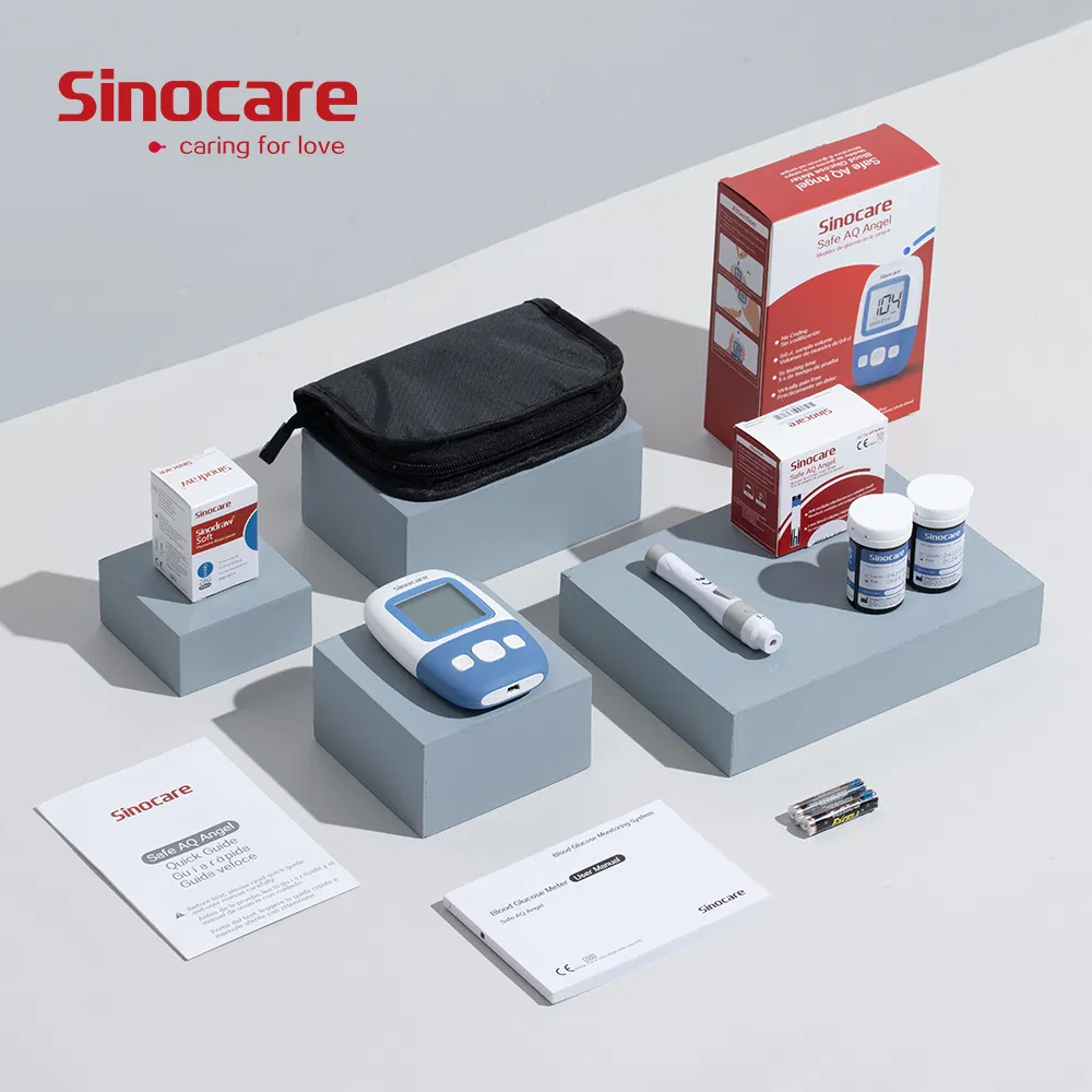 Kit de medidor de glucosa en sangre Sinocare, tiras de prueba, agujas, lancetas, sistema de monitoreo médico para diabetes