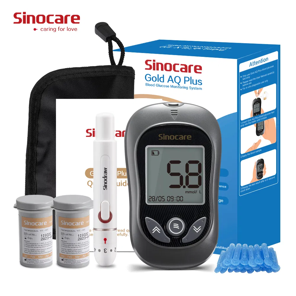 Sinocare Mejor Calidad Portátil Inalámbrico No Invasivo Gold Aq Plus Performa Glucómetro