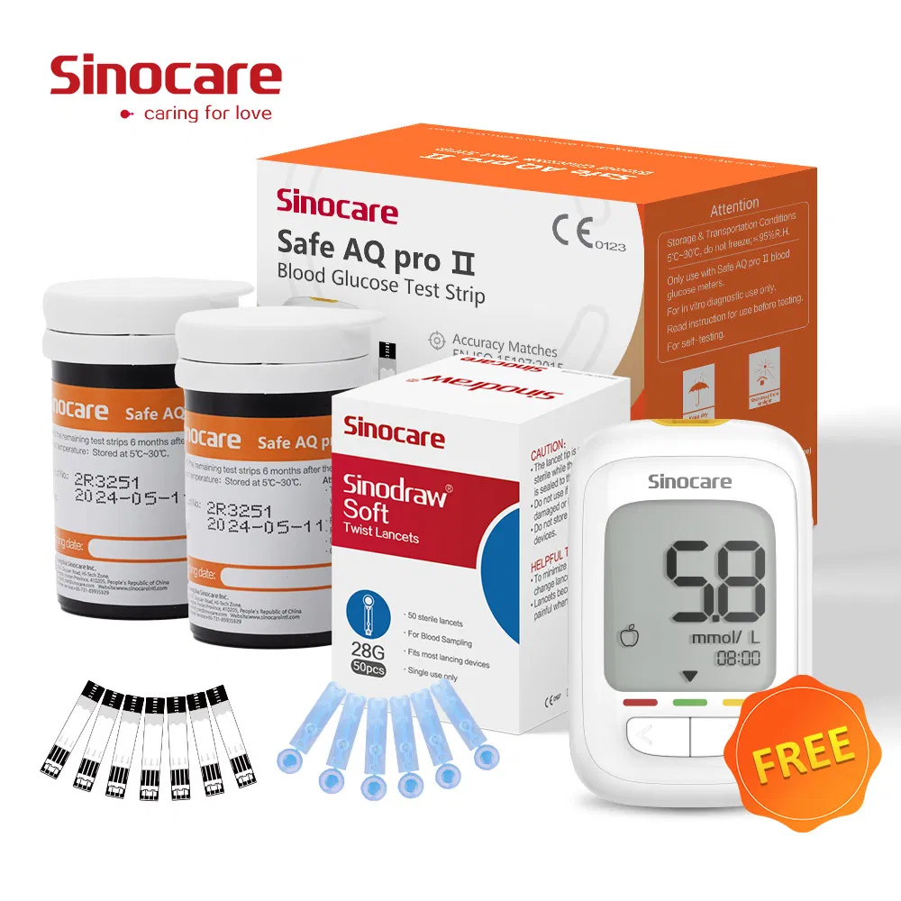 Medidor de glucosa en sangre Sinocare, tira de prueba de azúcar en sangre, medidor de glucosa, monitores, sensor, precio, medidor de glucosa inteligente