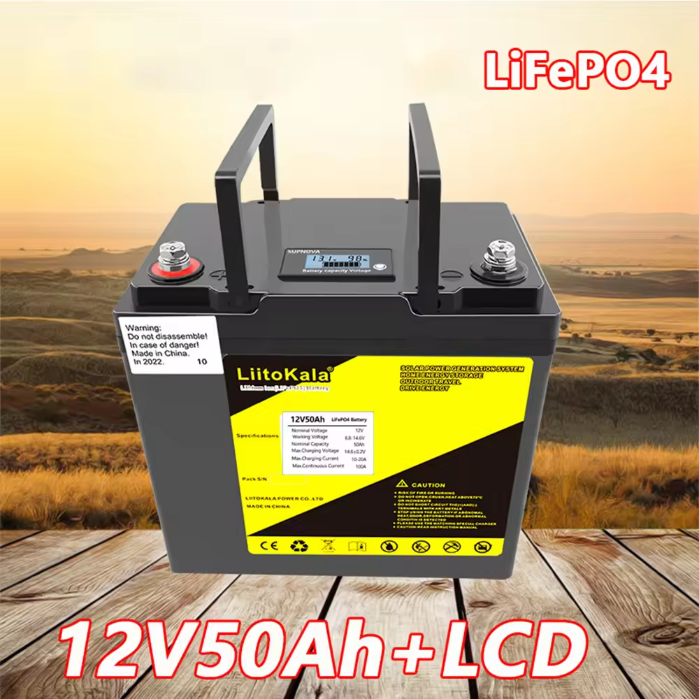 Long Life Deep Cycle Battery Pack 12V 50Ah LiFePO4 With LCD 3000 Cycles for RV Off Grid Solar Power Use