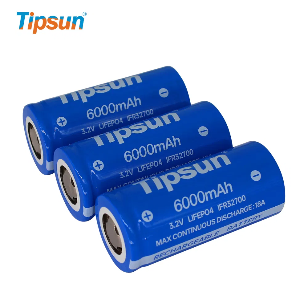 Tipsun 32650 6000 mAh Lithium Iron Phosphate 3.2V 6ah 32700 LiFePO4 Cylindrical Cells Battery for Solar System
